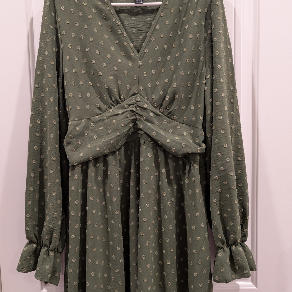 3 For $24 SHEIN Olive Long Sleeve Dress - Picture 3 of 5